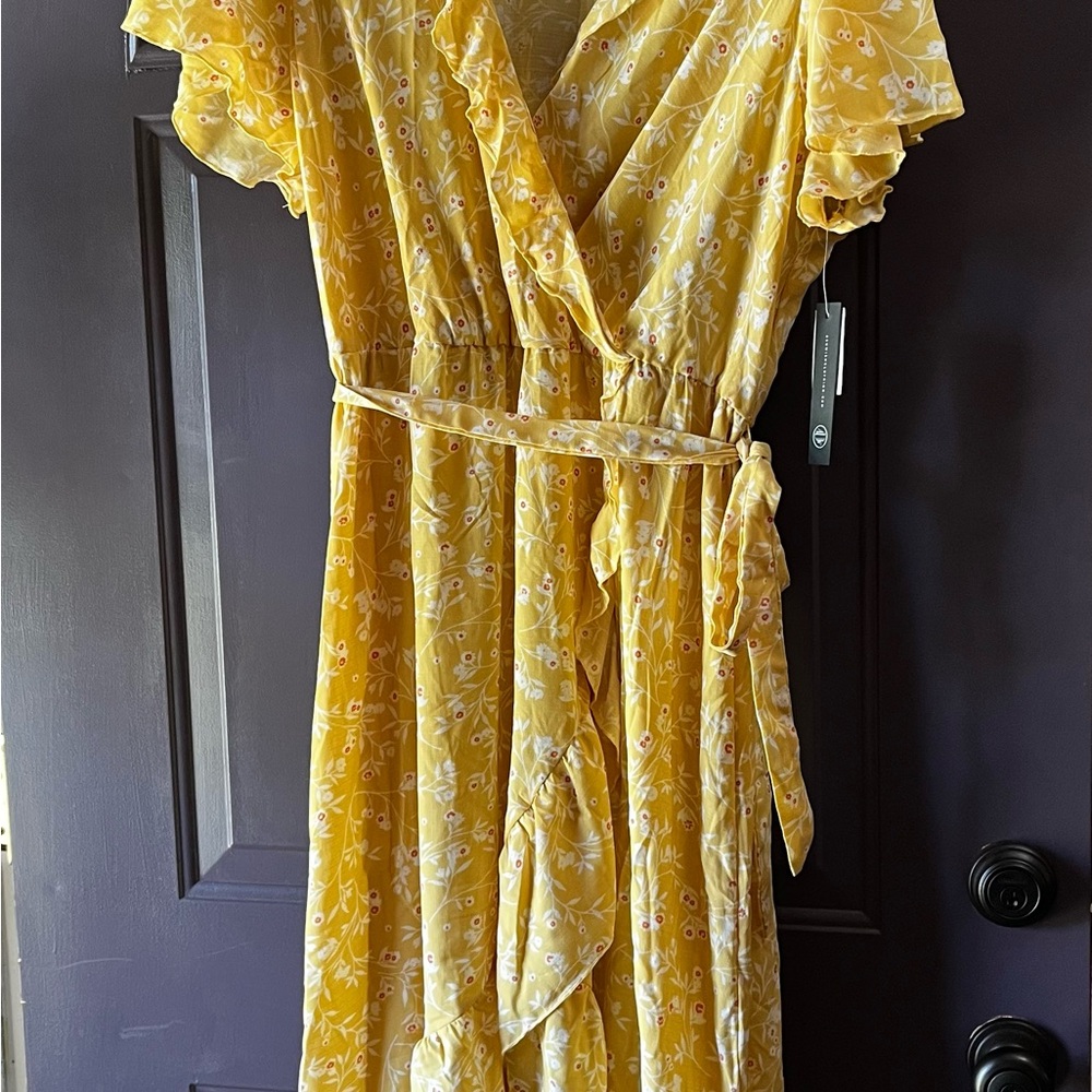 As U Wish Yellow Floral Midi Dress